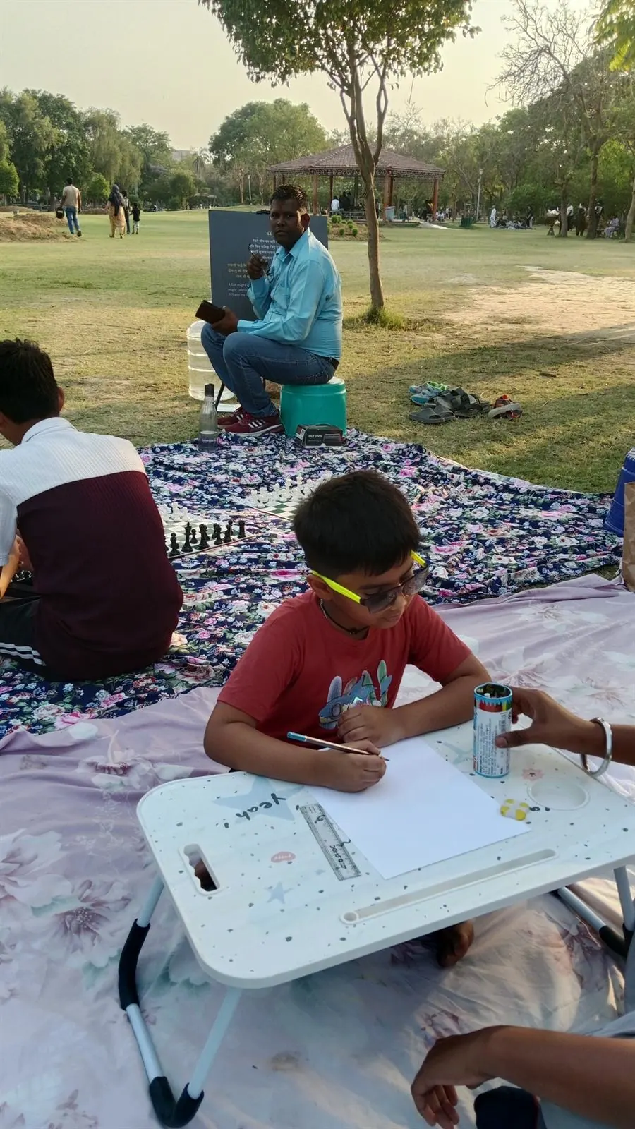 Children gathered outdoors for Screenless Sunday